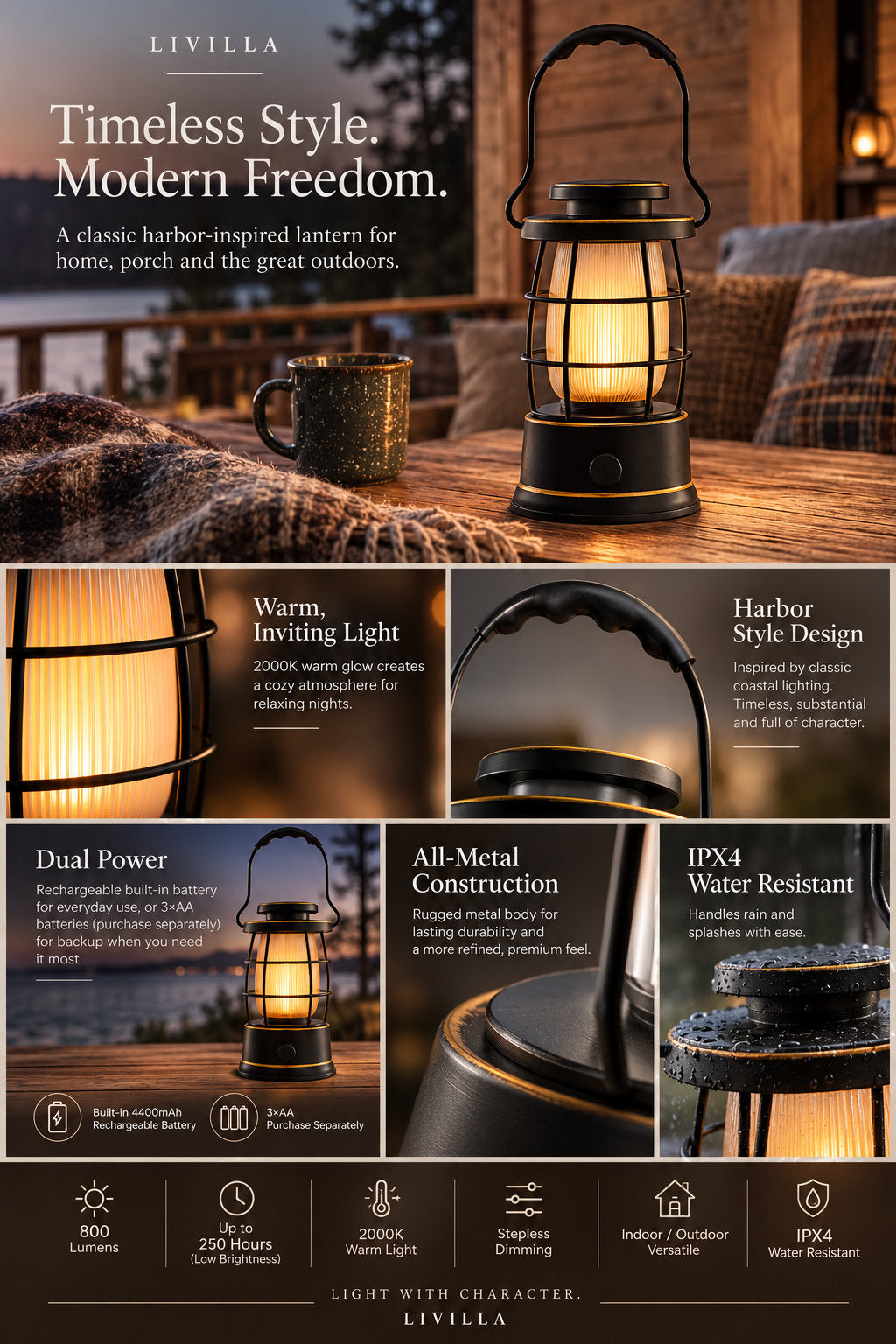 Harbor Outdoor LED Lantern