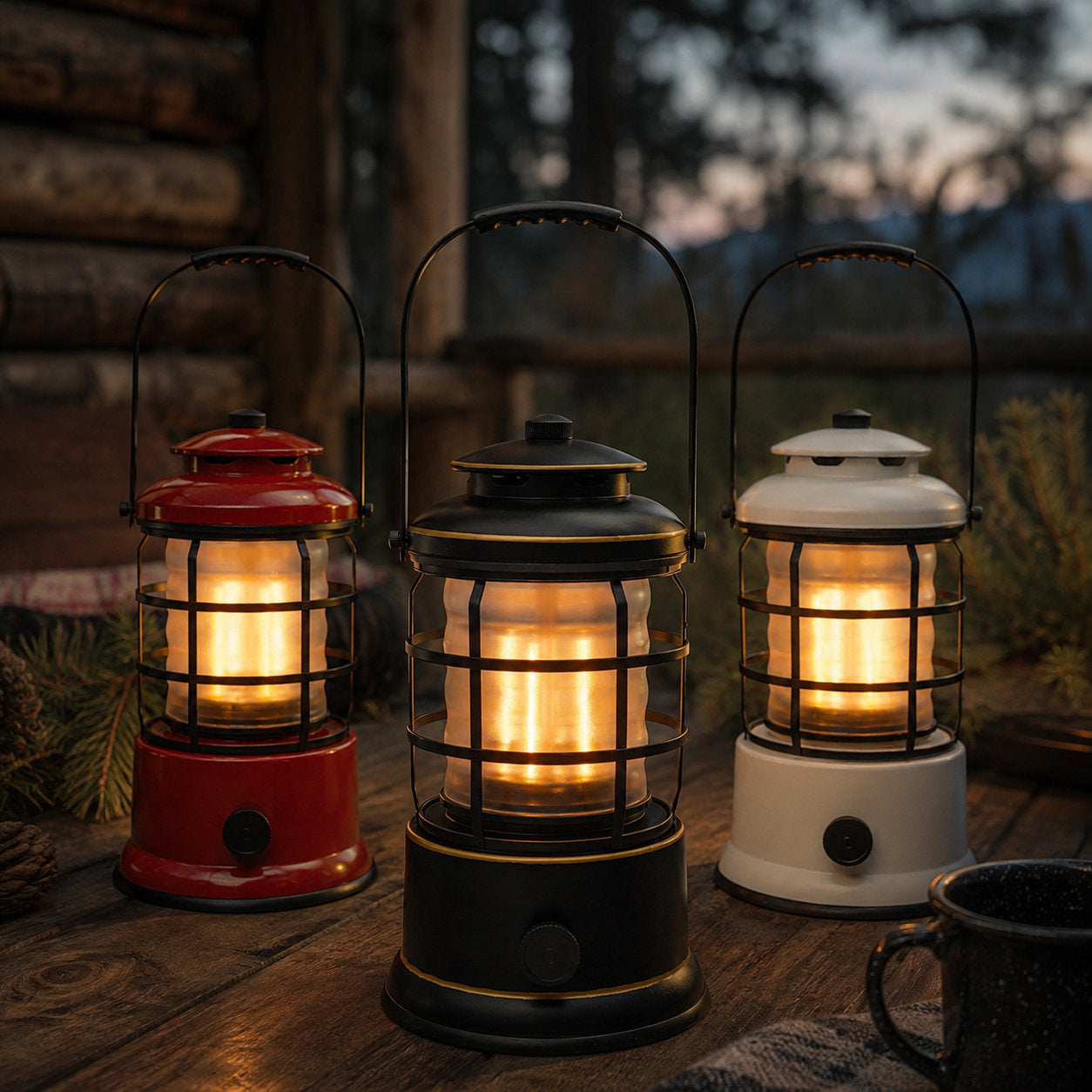 LIVILLA Heritage Outdoor LED Lantern in Vintage Black, Vintage White, and Vintage Red